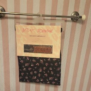 Betsey Johnson Black and Pink Floral Curtain Set